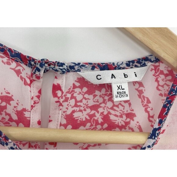 CAbi Women's Coquette Geometric Floral Sheer Top Blouse Size XL‎ Preppy Career - Picture 9 of 11